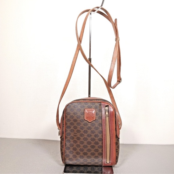 Céline Vintage Macadam Brown Coated Canvas Crossbody – Rare Paris Edition - Picture 1 of 15